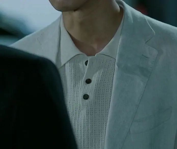 Ha Seok-jin wearing a textured ivory open-knit polo with a light blazer in Sarang-i Onda Episode 18