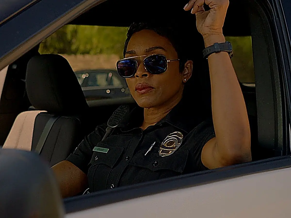 Athena Grant sitting inside her patrol cruiser