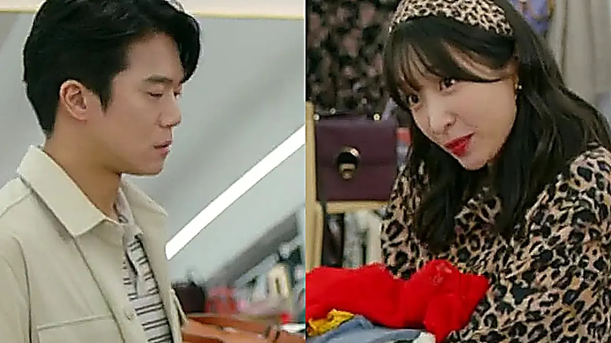 Han Gyu-rim and Bae Moo-jin shopping for clothes at a boutique in Love Is Coming Episode 21