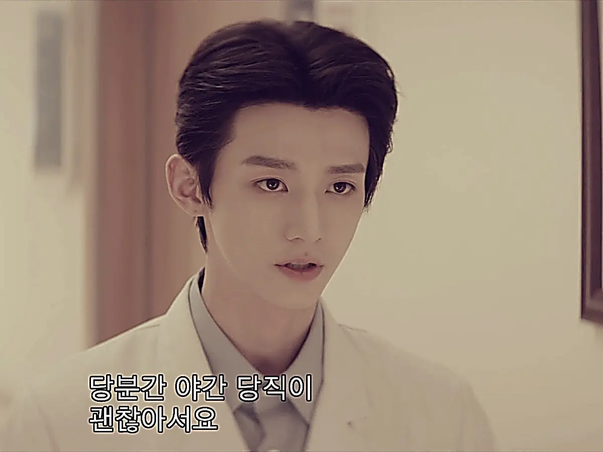 Shen Fuxuan in a white medical coat and collared shirt in Genius Girlfriend Episode 22