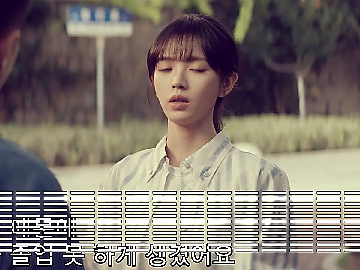Lin Zhixia in an open striped collared shirt facing Yang Shuwen in a blue button-down shirt