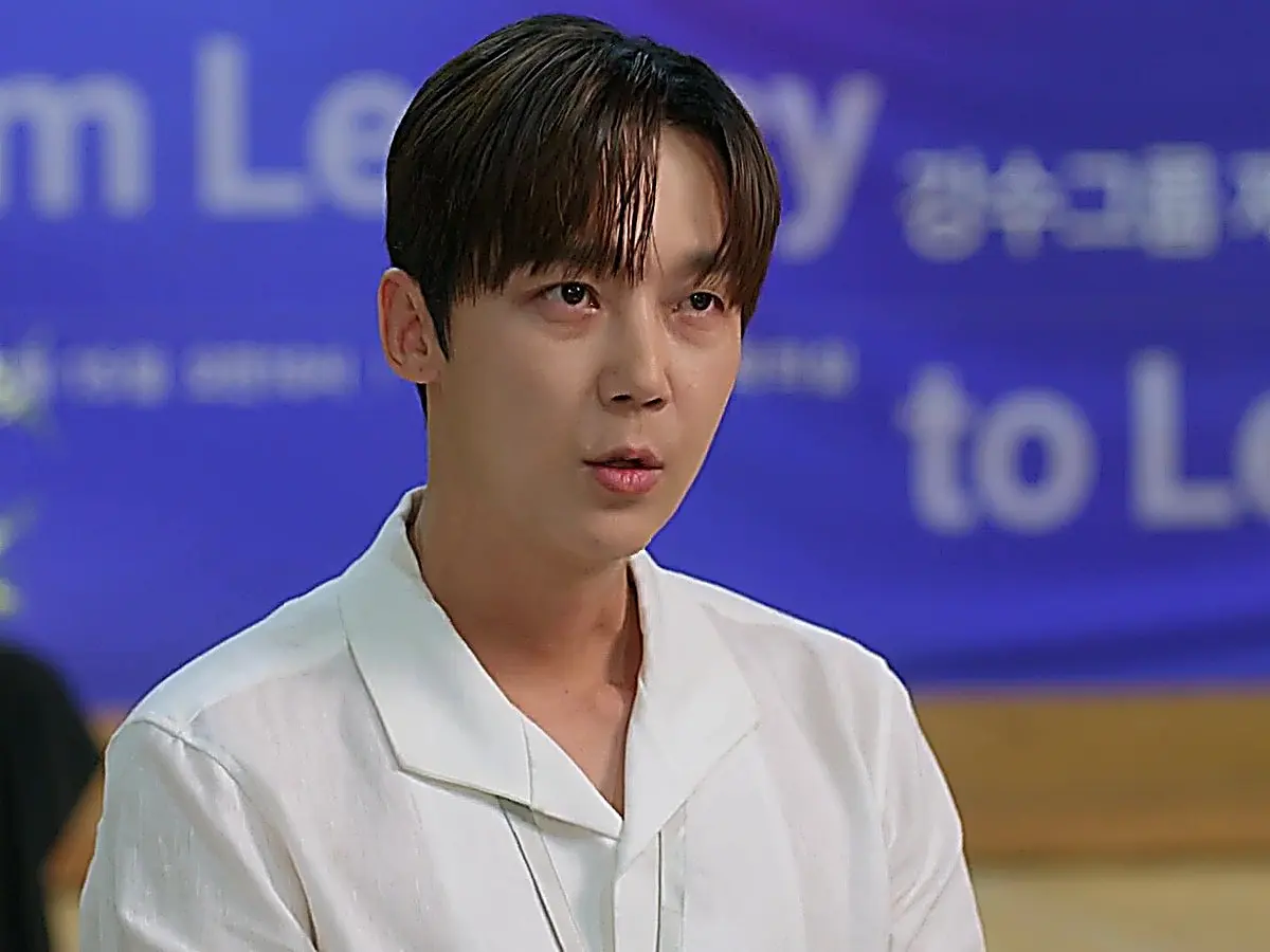 Ko Gyeol in a white camp collar shirt
