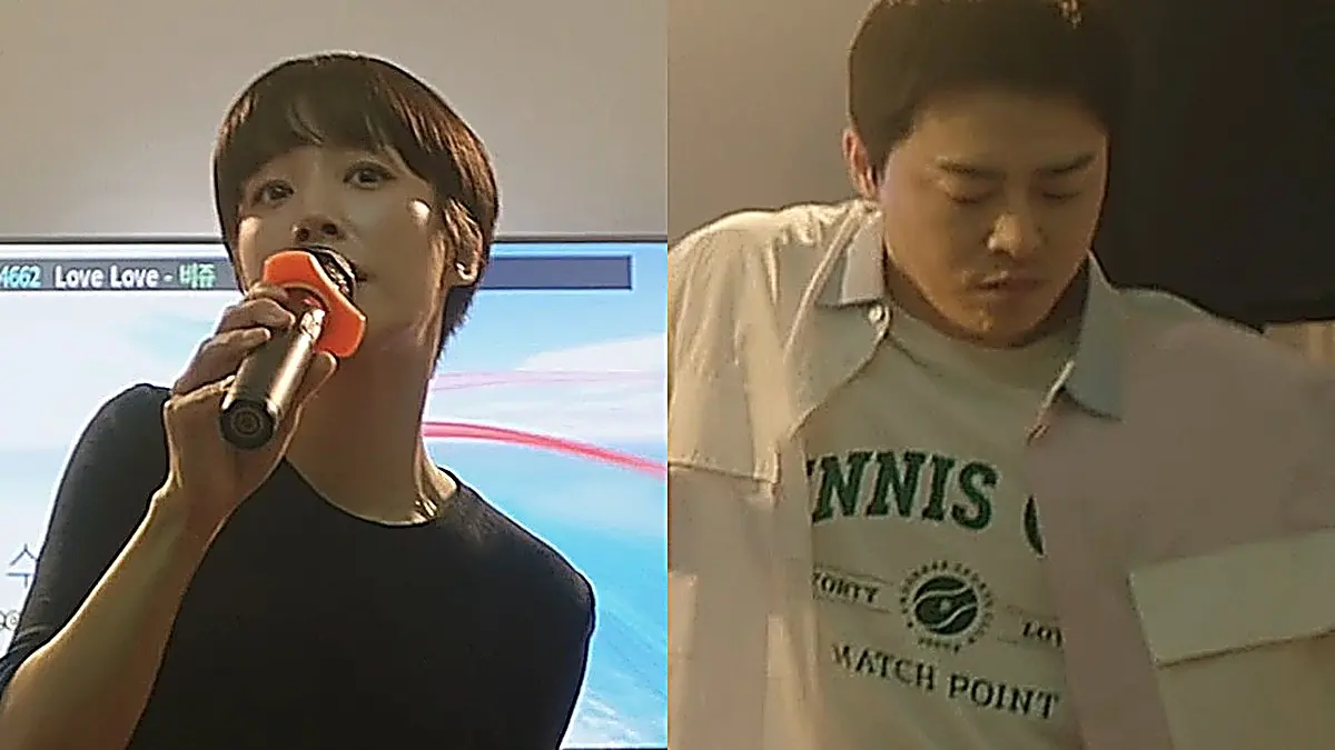 Lee Ik-jun in an open short-sleeve collared shirt over a graphic tee alongside Lee Ik-sun