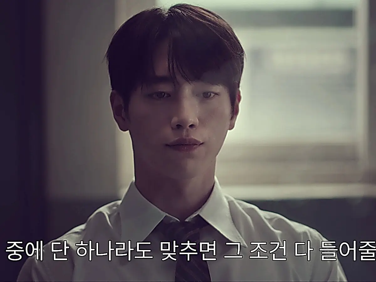 Namgoong Ho in a neat light collared dress shirt and dark patterned tie